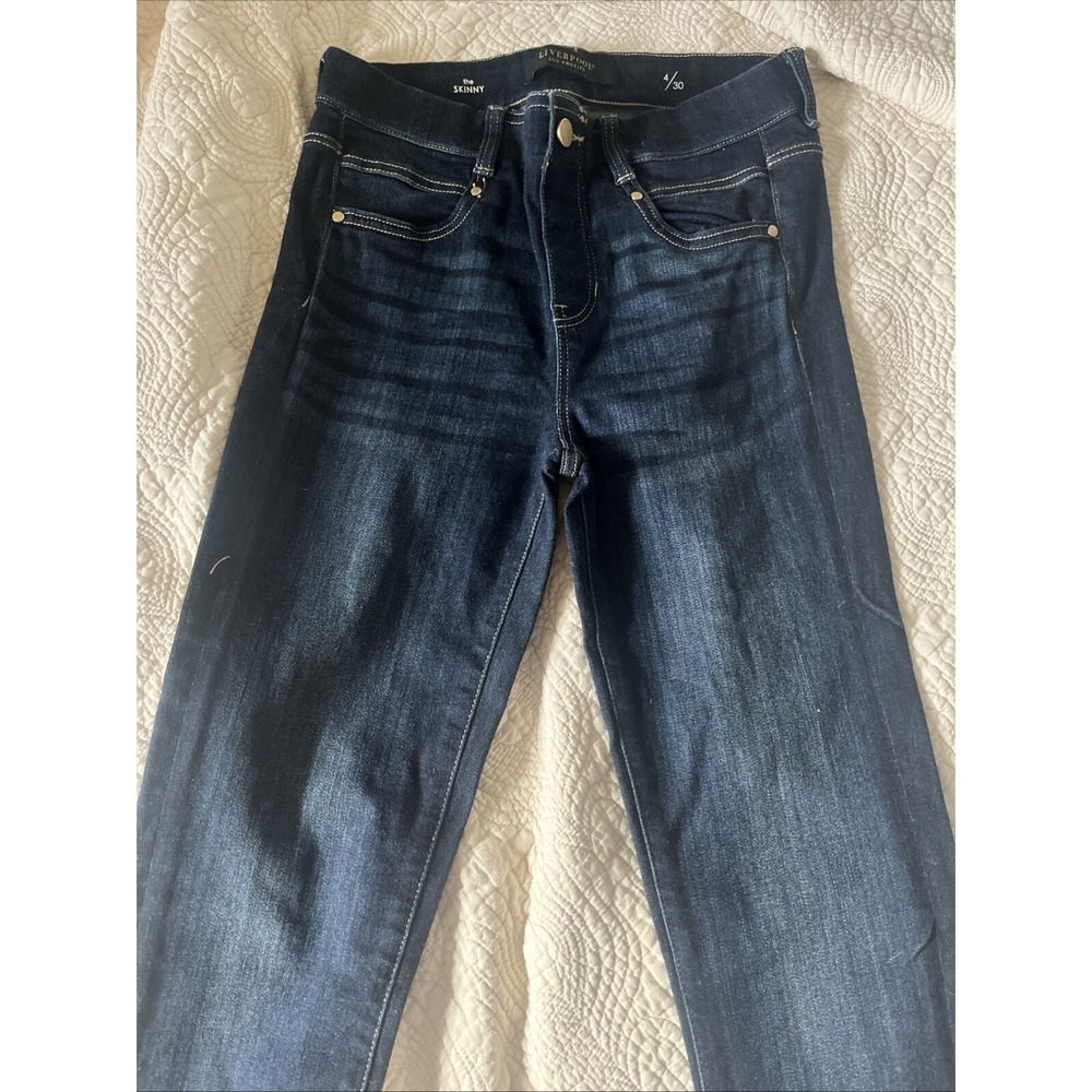 Liverpool Jeans Size 4 30 Ankle Skinny Jeans Pull‎ On Dark Wash Mid Rise